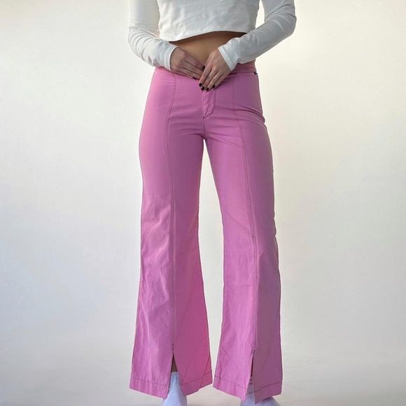 Vintage Pants - Pink Flare Trousers Low Rise 4
